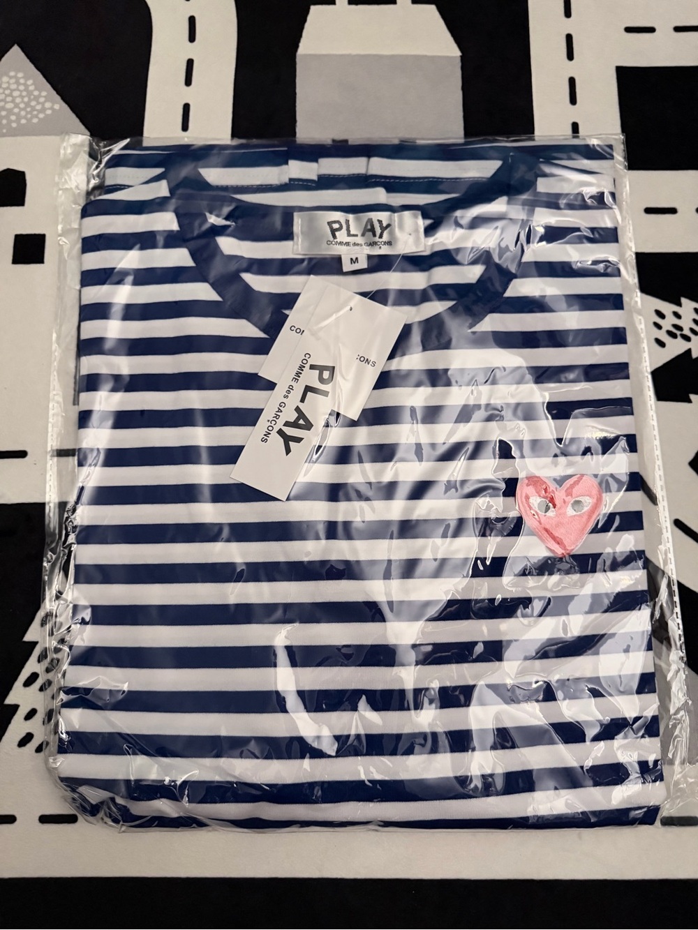 Comme des Garçons PLAY Navy White Striped Long Sleeve T-Shirt Size M/L